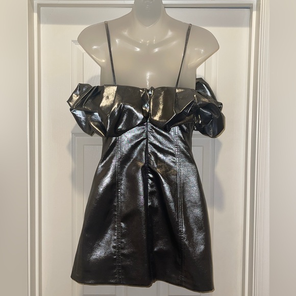 NWT Zara Voluminous Short Full Dress in Silver - Picture 8 of 10